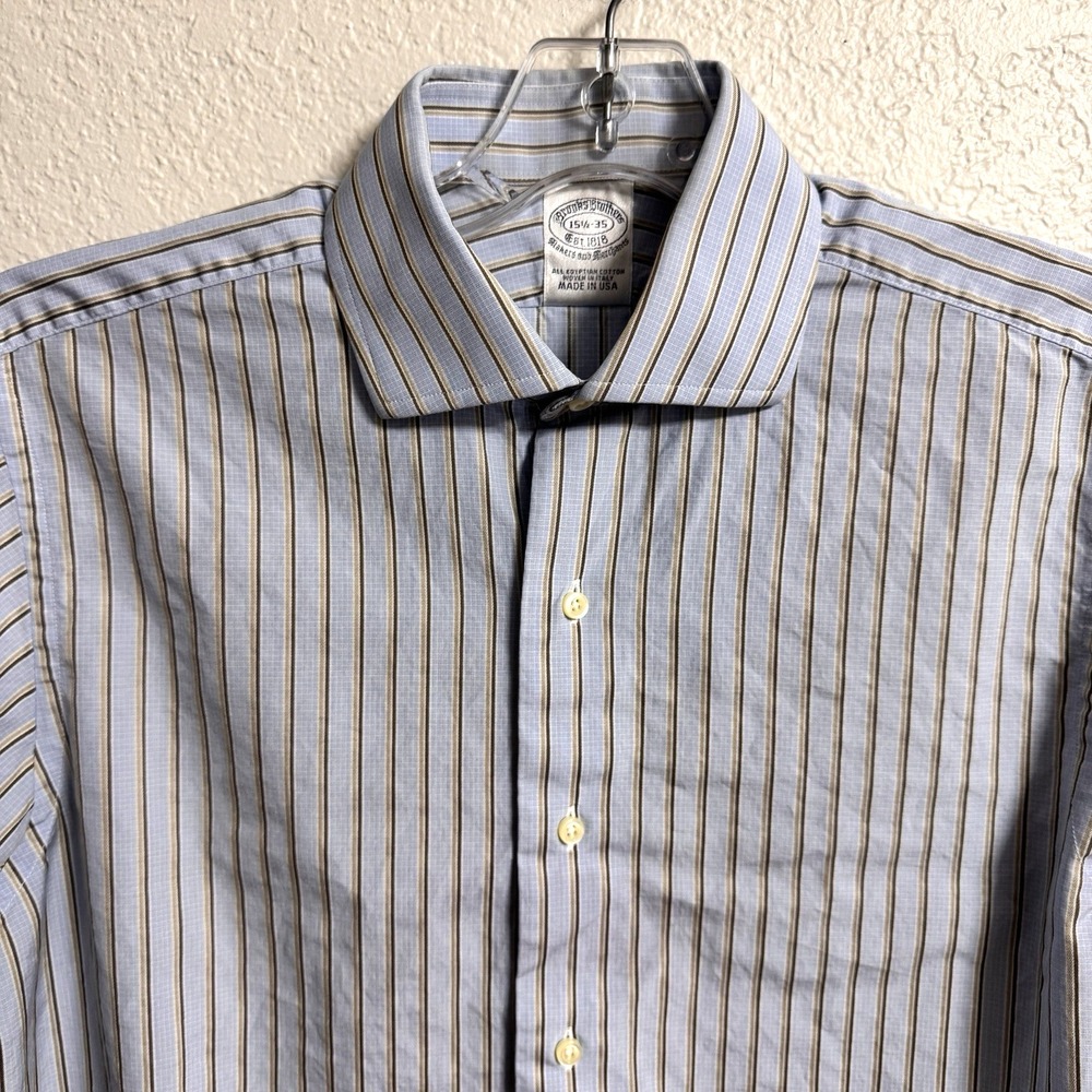 VTG Brooks Brothers Shirt 15 1/2 35 Blue Makers Merchants Egyptian‎ Cotton USA
